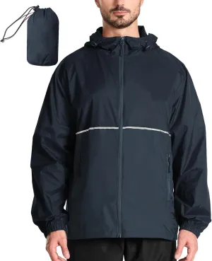 SWISSWELL Men's Rain Jacket Windbreaker Packable,Lightweight Golf Rain Coat Inner Pocket for Camping Hiking Cycling
