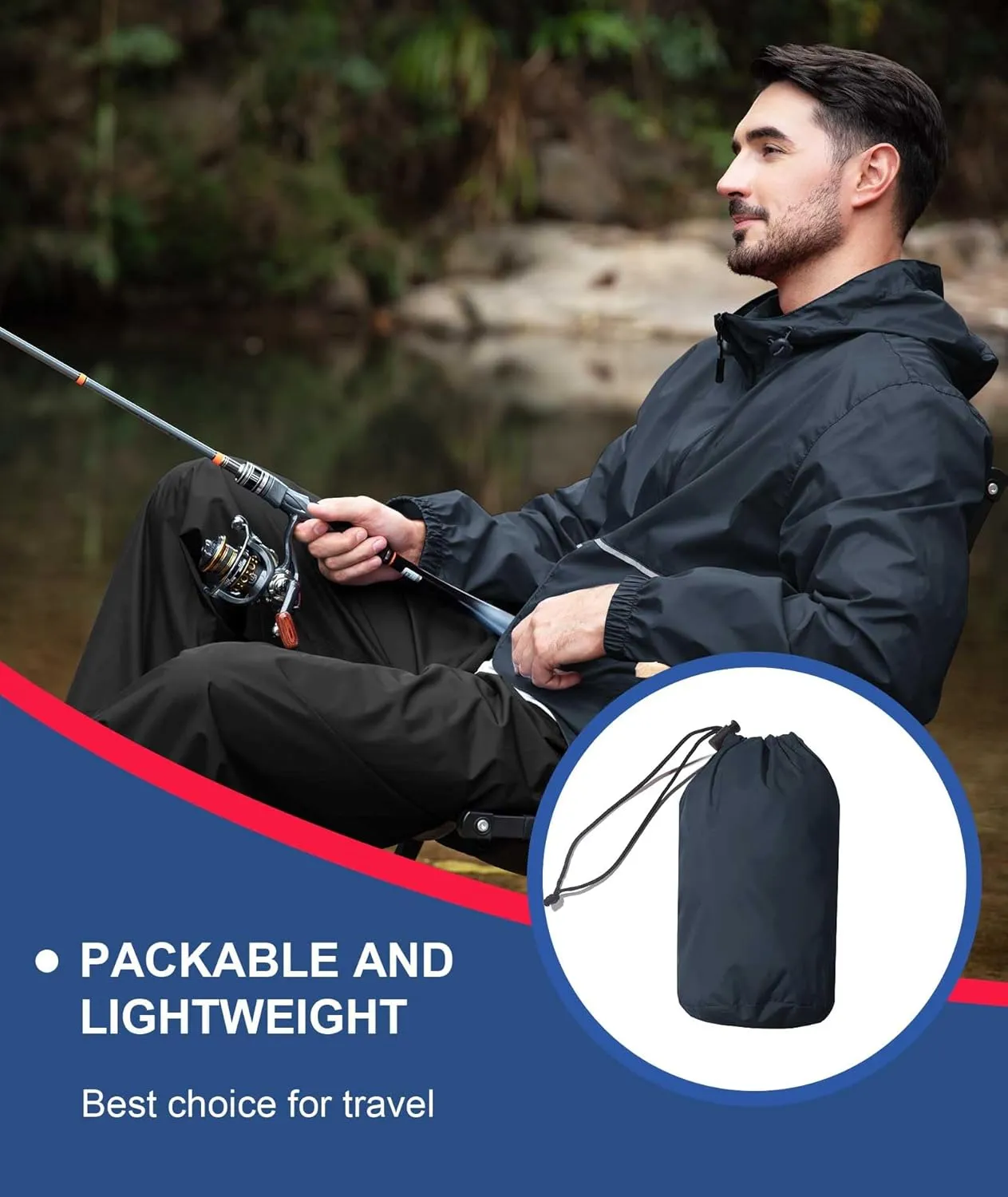SWISSWELL Men's Rain Jacket Windbreaker Packable,Lightweight Golf Rain Coat Inner Pocket for Camping Hiking Cycling