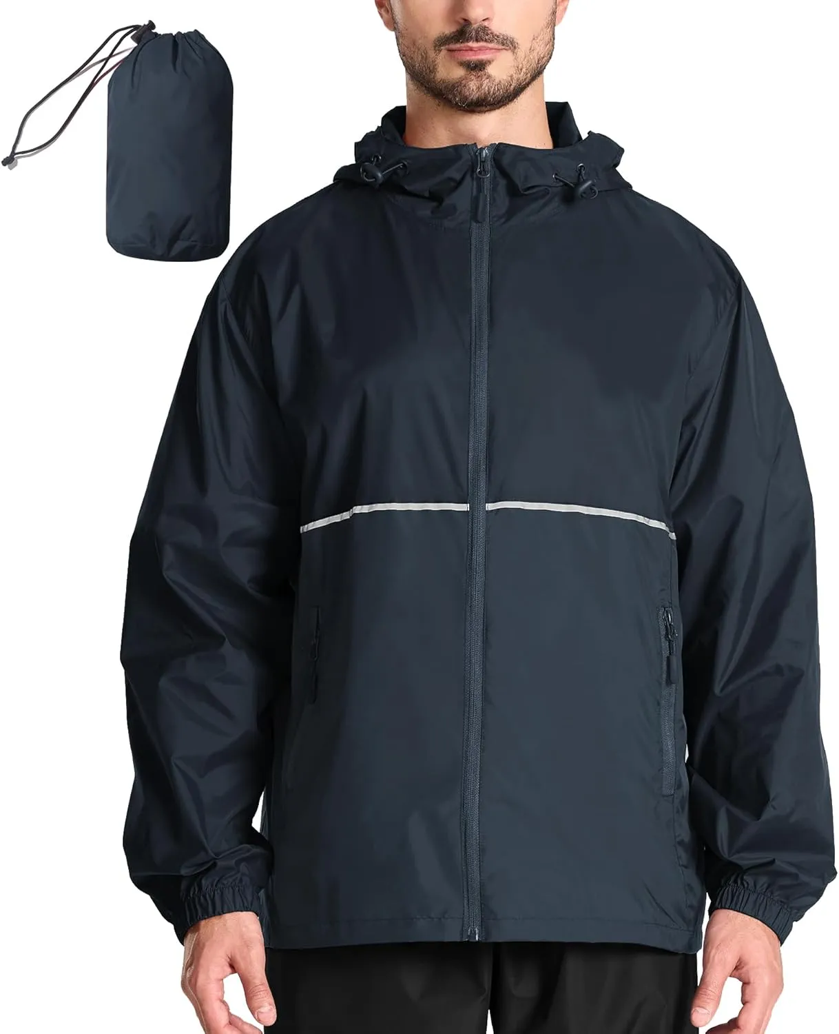 SWISSWELL Men's Rain Jacket Windbreaker Packable,Lightweight Golf Rain Coat Inner Pocket for Camping Hiking Cycling