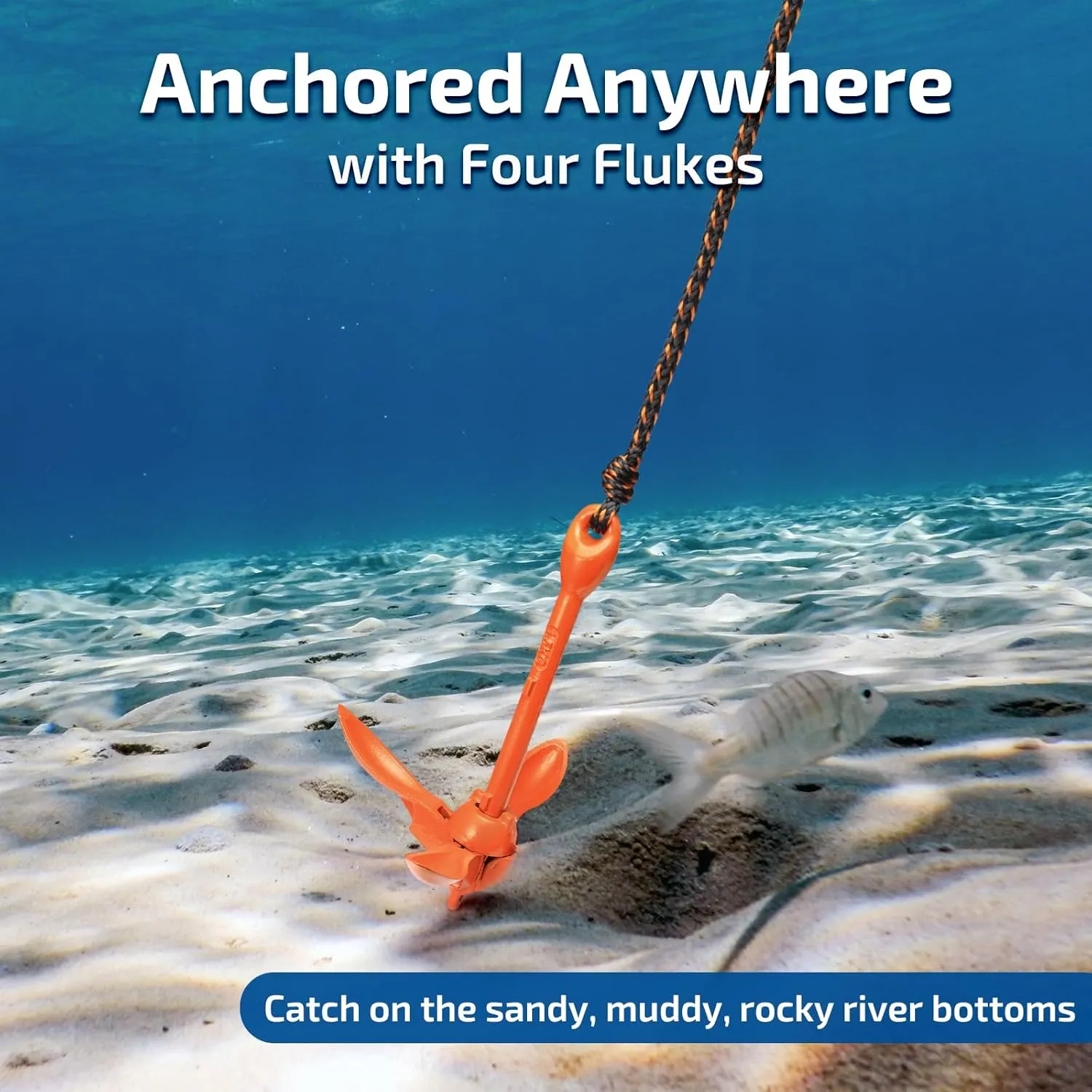 Swonder Kayak Anchor, 3.5lbs Folding Anchor Kit w/Rope & Storage Bag, Complete Accessories Kit for Kayak, Paddle Board, Jet Ski and Small Boats