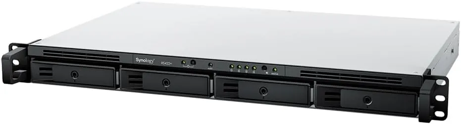 Synology RackStation RS422  NAS Server with Ryzen 2.6GHz CPU, 2GB Memory, 16TB SSD Storage, 2 x 1GbE LAN Ports, DSM Operating System Bundle with Rail kit