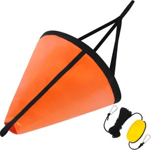 Tandefio 72 Inch Sea Anchor Drift Sock Marine Boat Parachute for 35-40 ft Fishing Boat with 30 ft Kayak Tow Rope Line Buoy Ball Float Leash Sea Brake System for Sail Boat Pontoon Inflatable