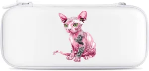 Tattooed Sphynx Cat Hairless Hard Shell Travel Case with Rope 15 Game Card Pockets Compatible with Switch Protective