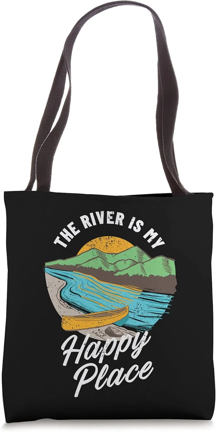The River Is My Happy Place Canoe Tote Bag