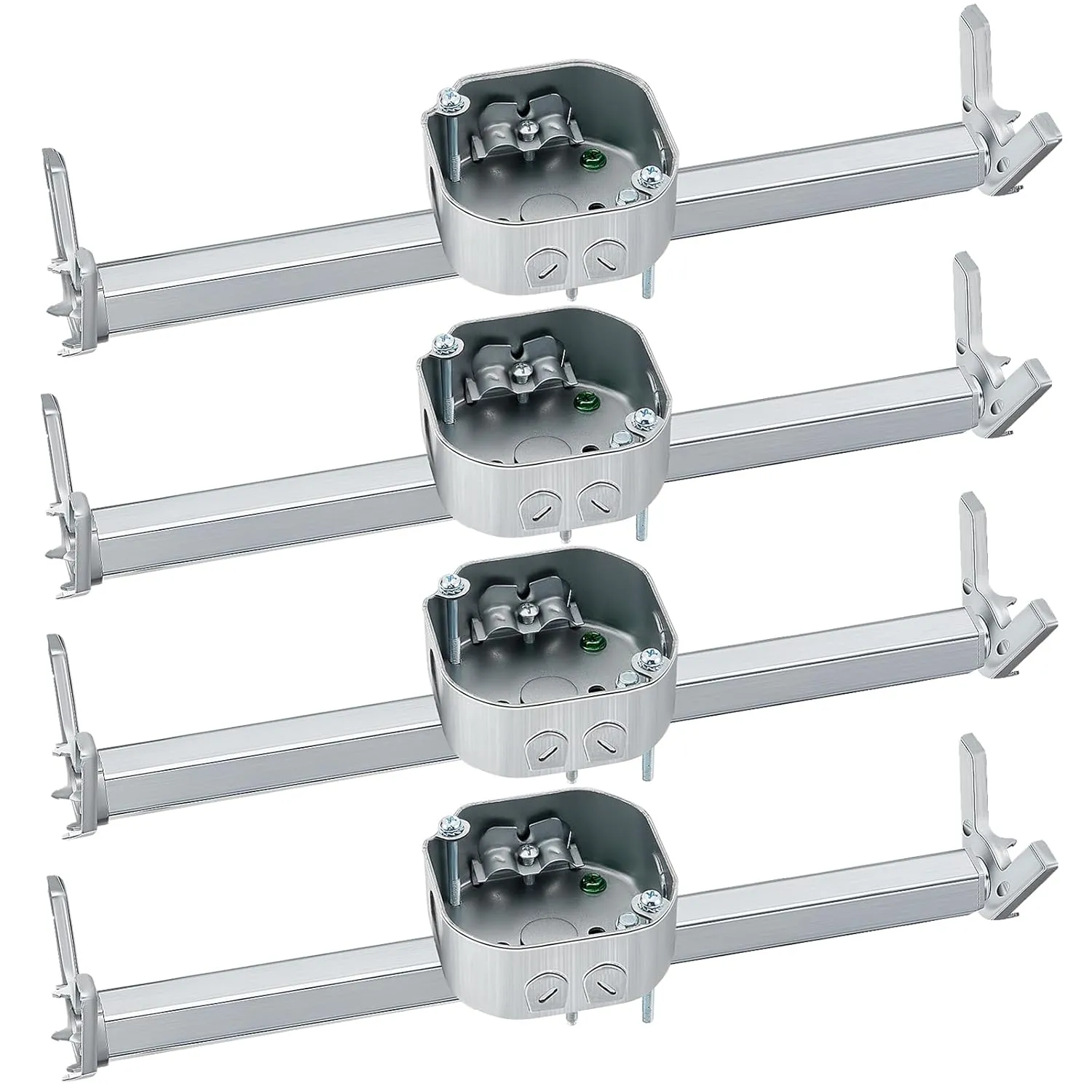 Therwen 4 Pcs Adjustable Fan Electrical Box Brace 14.2 Inches Long Silver Ceiling Fan Mounting Bracket for Fans and Light Fixtures