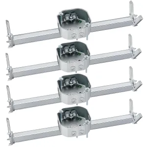 Therwen 4 Pcs Adjustable Fan Electrical Box Brace 14.2 Inches Long Silver Ceiling Fan Mounting Bracket for Fans and Light Fixtures