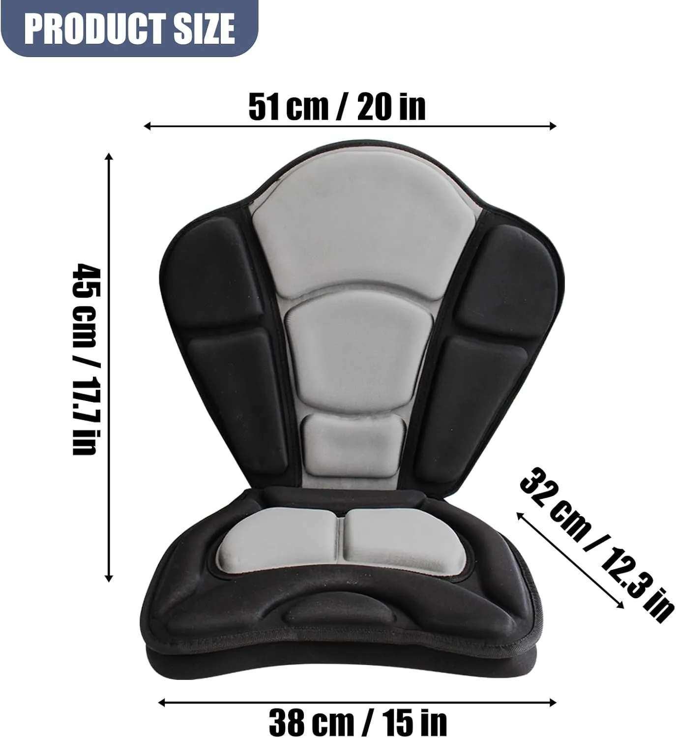 Thickened Kayak Seats - Premium Shockproof Seats with Back Support for Kayaking, Canoeing, Fishing, Paddle Boarding - Comfort, Versatility and Extra Storage (Deluxe Black Gray, 2 pcs)