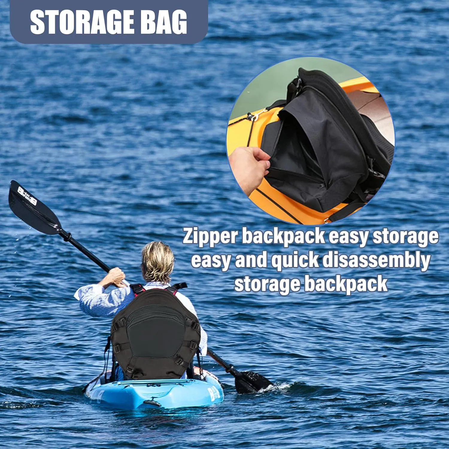 Thickened Kayak Seats - Premium Shockproof Seats with Back Support for Kayaking, Canoeing, Fishing, Paddle Boarding - Comfort, Versatility and Extra Storage (Deluxe Black Gray, 2 pcs)