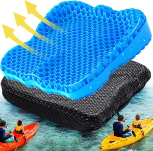 Thicker Waterproof Kayak Seat Cushion, Anti Slip Gel Seat Cushion for Long Sitting Watersports, Ideal Egg Seat Cushion for in Boat Canoes Rowing Stadium (Multi-Size/Multi-Color)