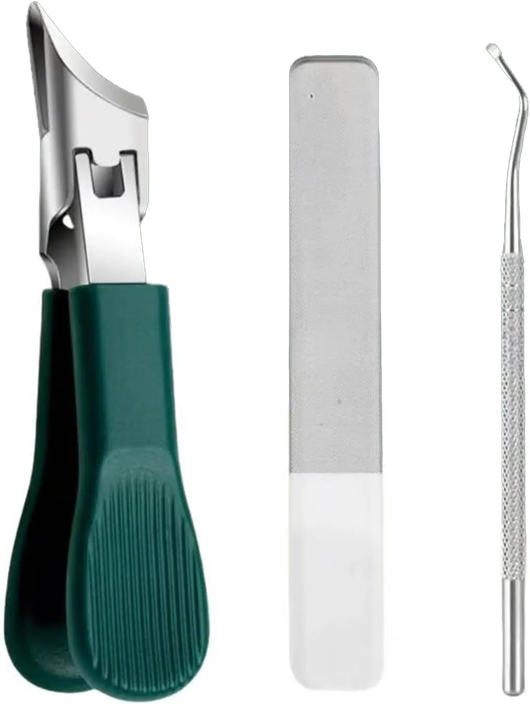 Three-Piece Eagle-Beak Diagonal Nail Clipper Set, Nail Clipper Set for Women, Toe Nail Clippers Kit Professional Manicure Pedicure Kit, Nail Clippers and Beauty Tool Portable Set (Green)