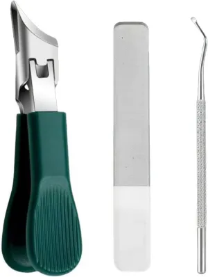 Three-Piece Eagle-Beak Diagonal Nail Clipper Set, Nail Clipper Set for Women, Toe Nail Clippers Kit Professional Manicure Pedicure Kit, Nail Clippers and Beauty Tool Portable Set (Green)