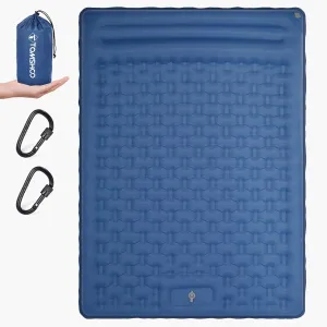 TOMSHOO Double Sleeping Pad, Inflatable Sleeping Mat Built-in Pump Camping Mat Upgraded Support Camping Mattress with Pillow, 2 Carabiner, Carry Bag, Repair Kit-77''L*53''W*5''H