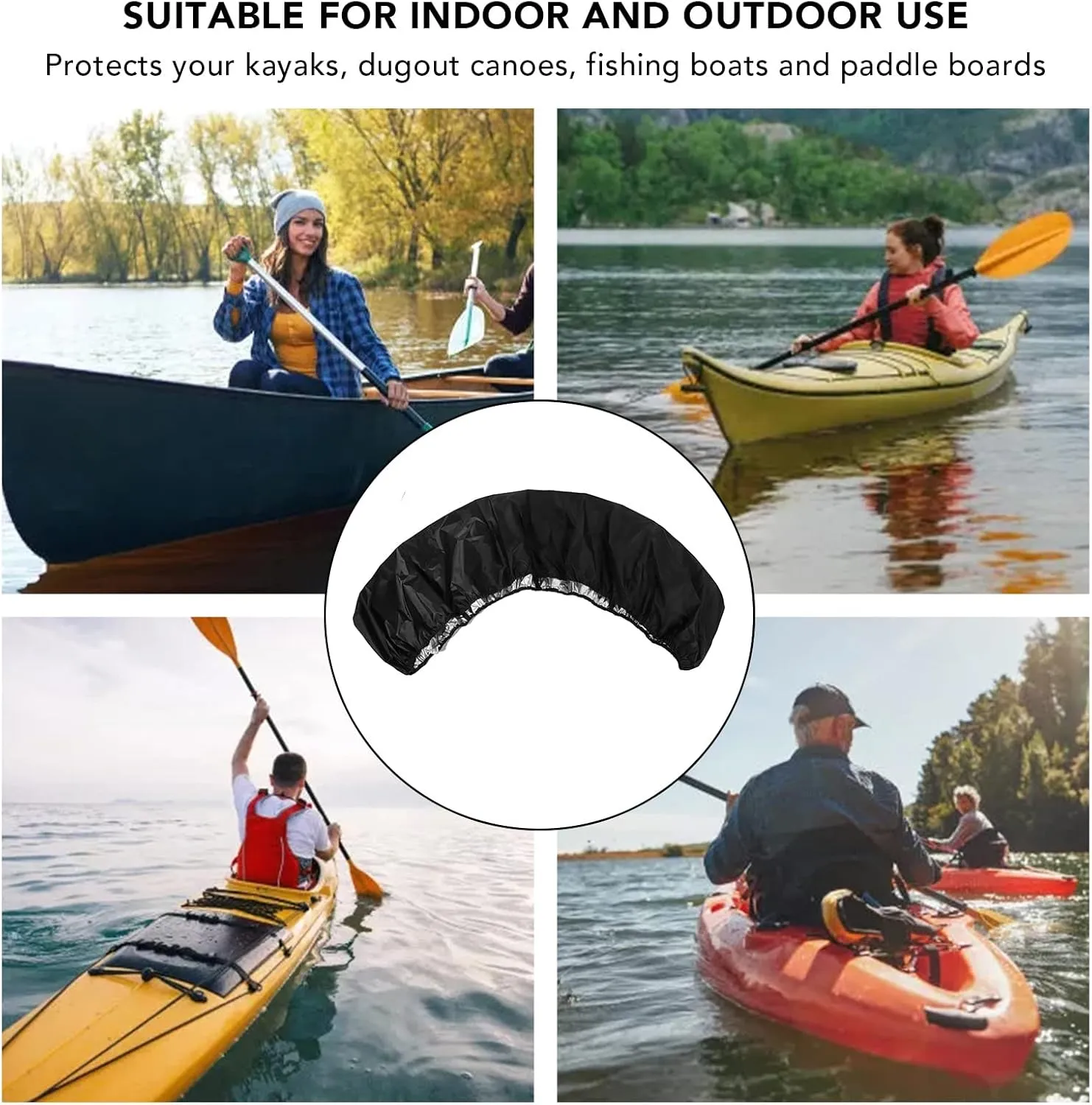 Topyond Kayak Cover, Waterproof, UV Proof Boat Cover, Oxford Cloth Lightweight Canoe Cover, Ideal for Beach or Backyard Use