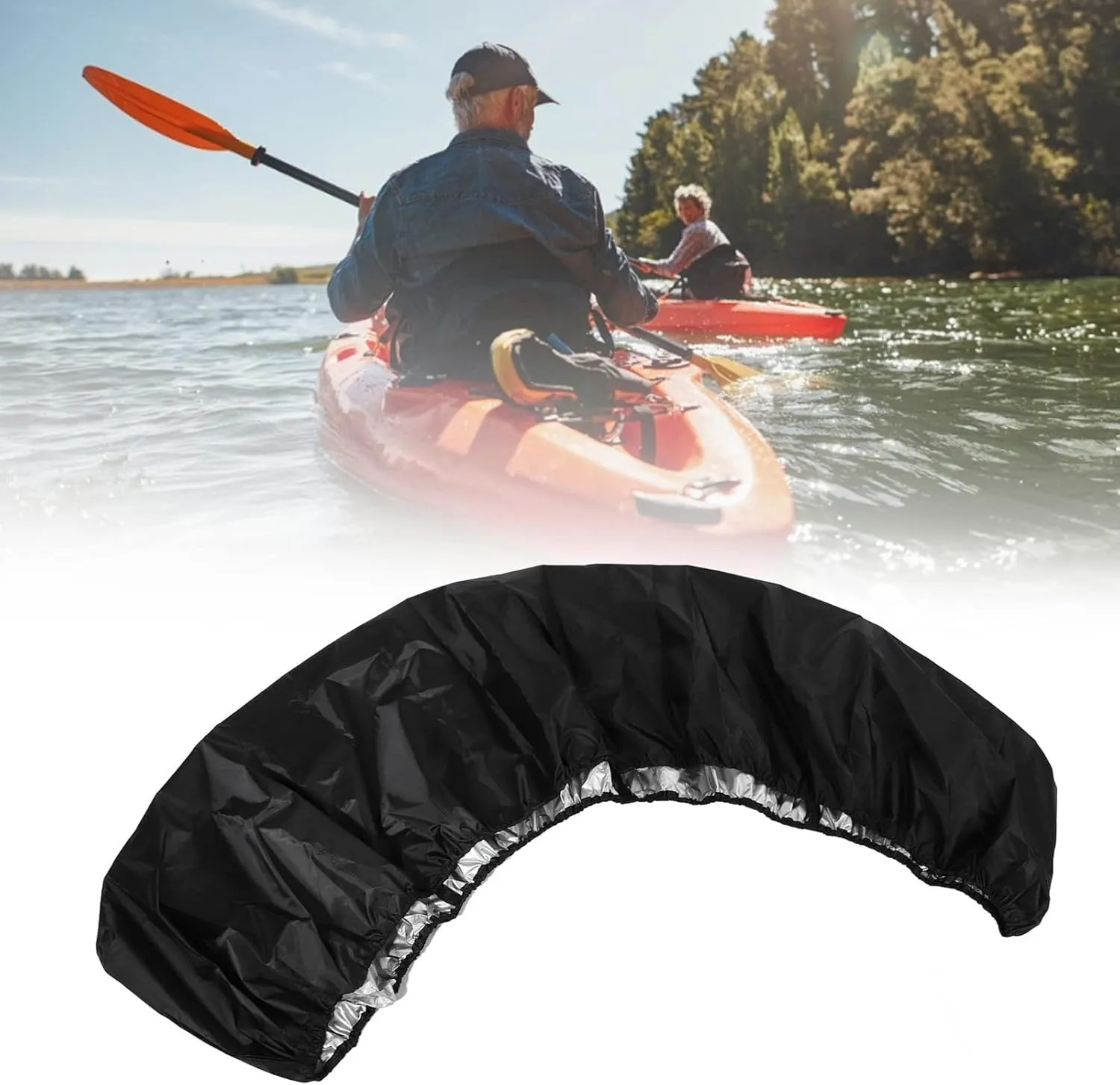 Topyond Kayak Cover, Waterproof, UV Proof Boat Cover, Oxford Cloth Lightweight Canoe Cover, Ideal for Beach or Backyard Use