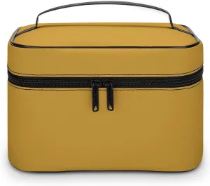 Travel Makeup Bag, Elegant Yellow Cosmetic Bags for Women Large Capacity Waterproof Toiletry Bag Make up Organizer