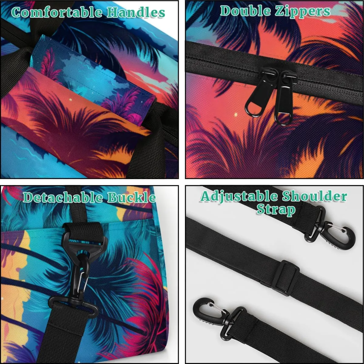 Tropical Palm Trees Custom Sports Gym Bag Personalized Dance Bag Teens Travel Weekender Overnight Carry On Bag Boys Girls Waterproof