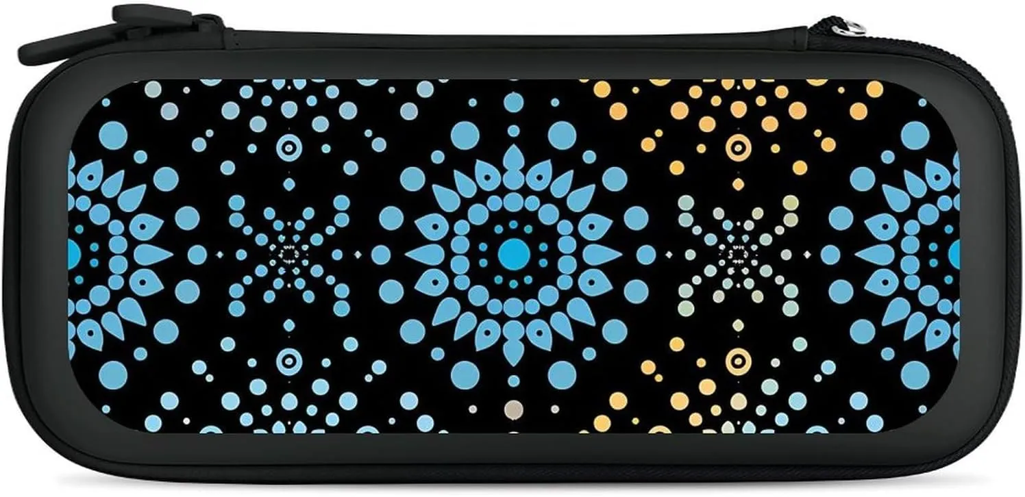Turquoise Dot Pattern Hard Shell Travel Case with Rope 15 Game Card Pockets Compatible with Switch Protective