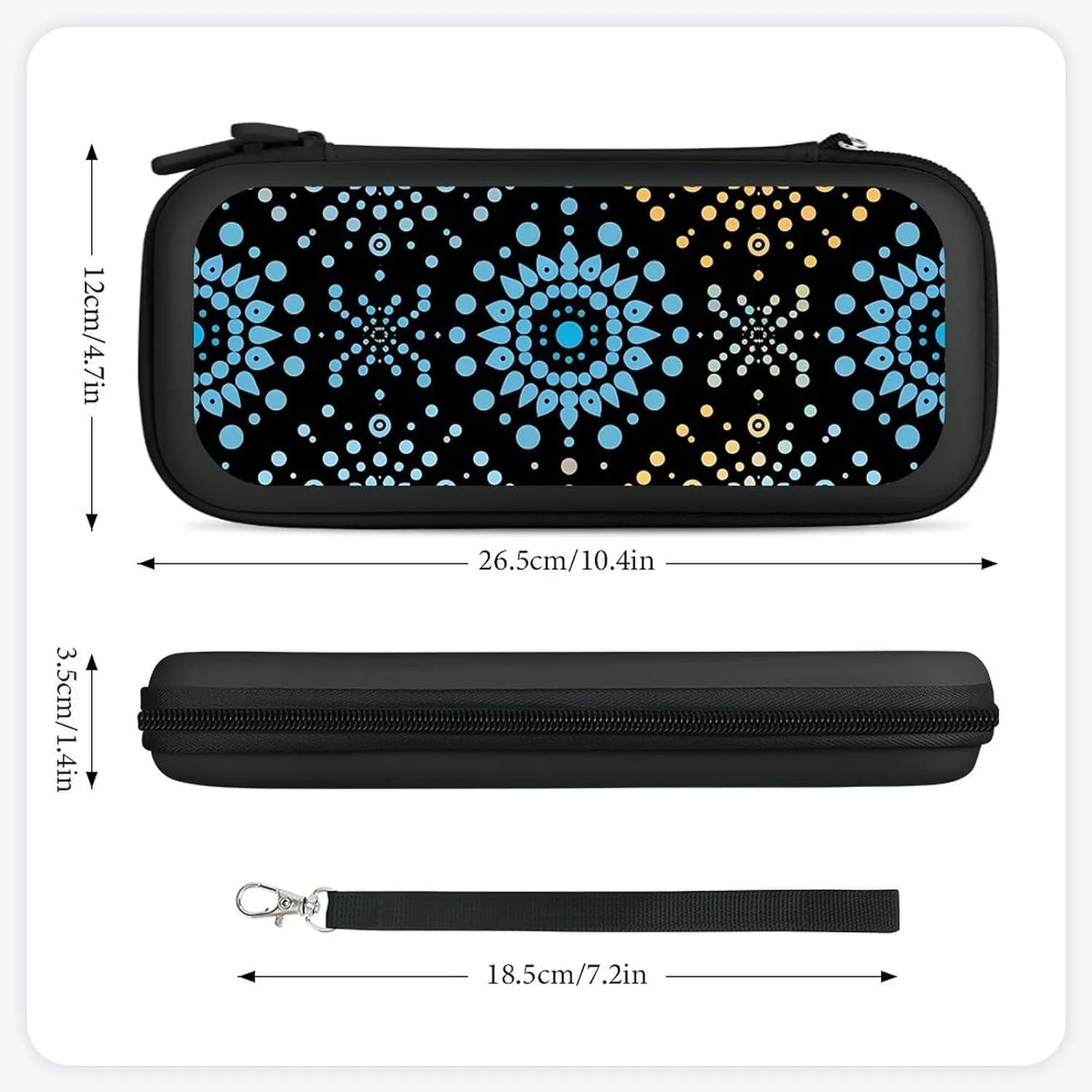 Turquoise Dot Pattern Hard Shell Travel Case with Rope 15 Game Card Pockets Compatible with Switch Protective