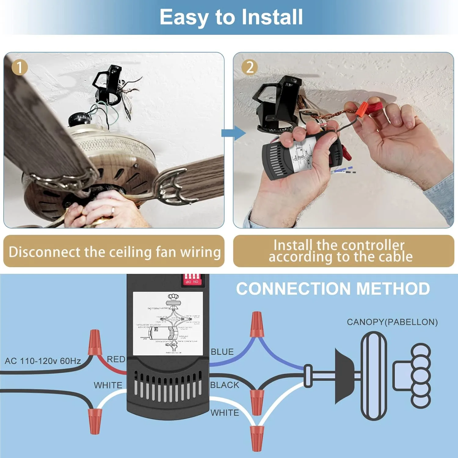 Universal Ceiling Fan Remote Control Kit Dimmable, Replacement for Hampton Bay,Hunter, Honeywell, Westinghouse FAN-28R Fan-HD CHQ7078T UC7078T L3H2010FANHD L3H2014FANHD RR7079T Fan-HD5