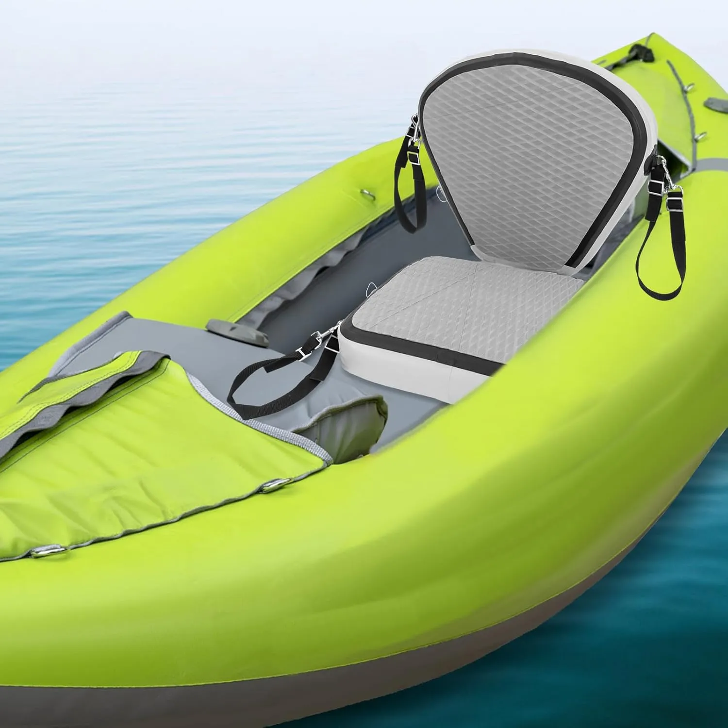 Universal Kayak Seat with Back Support - Comfort EVA Padded Cushion for Kayaking, Canoeing, Rafting & Fishing - Adjustable Straps for Enhanced Durability and Stability (Grey)