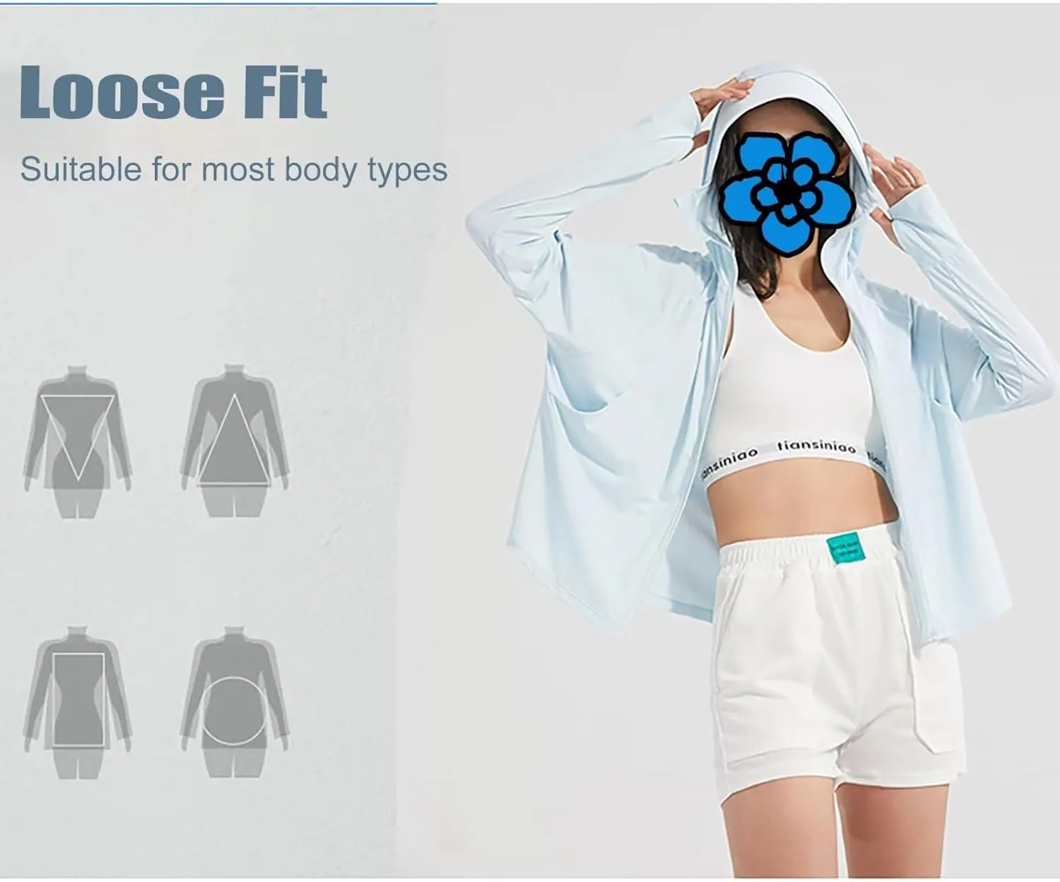 UPF 50  UV Women's Sun Protective Jacket Full Zip Sun Protection Clothing Lightweight Long Sleeve Hoodie Sun Shirt