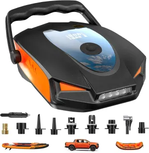 Upgrade 50PSI Electric Paddle Board Pump, SUP Pump-Dual Stage SUP Air Compressor with Auto-Off, Deflation Function & 12V DC Car Adapter for Paddle Boards, Kayaks, Pickup, Air Mattresses & Inflatables