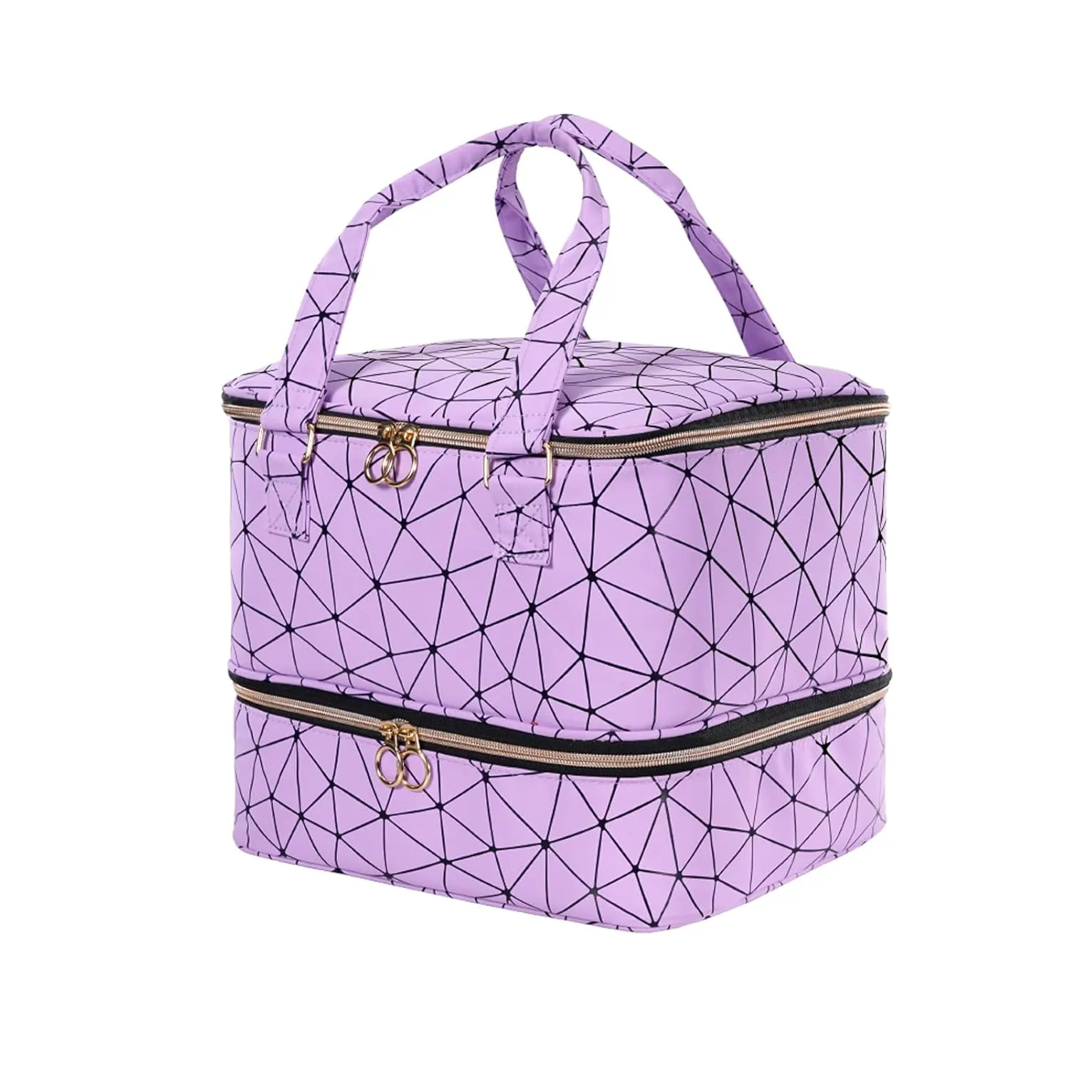 Uross Nail Polish Organizer Bag Holds 42 Bottles Nail Polish & Nail Lamp, Gel Nail Polish Organizers and Storage box for Nail Tech, Nail Kit Supplies Organizer Case - Purple