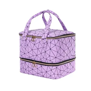 Uross Nail Polish Organizer Bag Holds 42 Bottles Nail Polish & Nail Lamp, Gel Nail Polish Organizers and Storage box for Nail Tech, Nail Kit Supplies Organizer Case - Purple