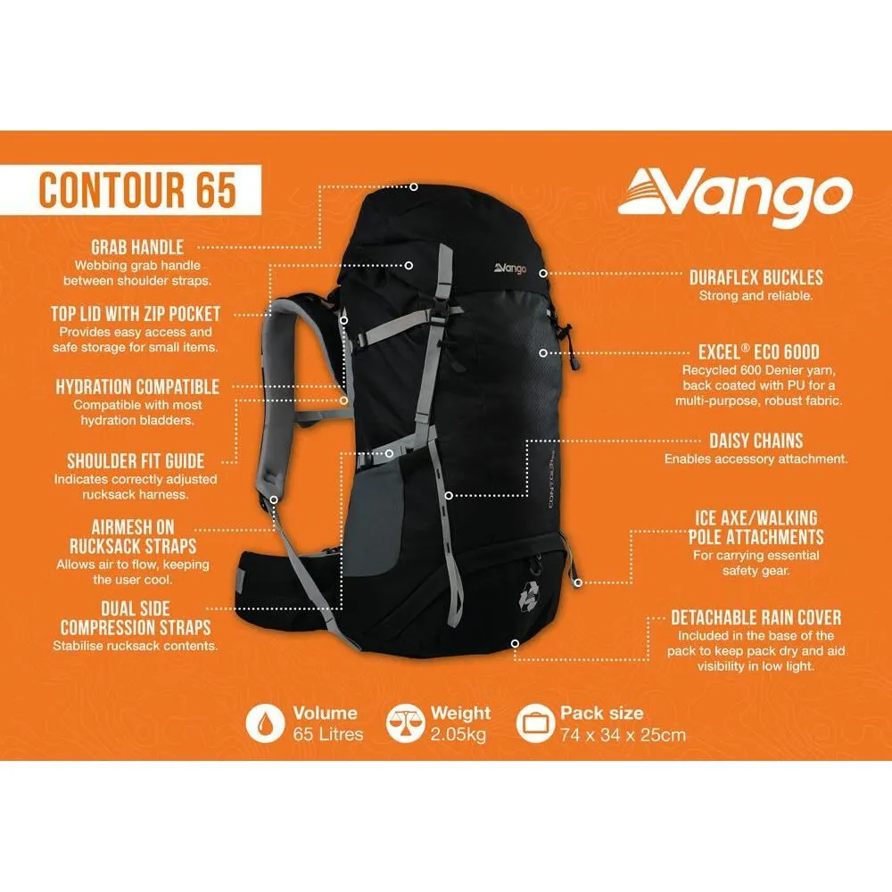 Vango Contour 65 Black Rucksack Backpack