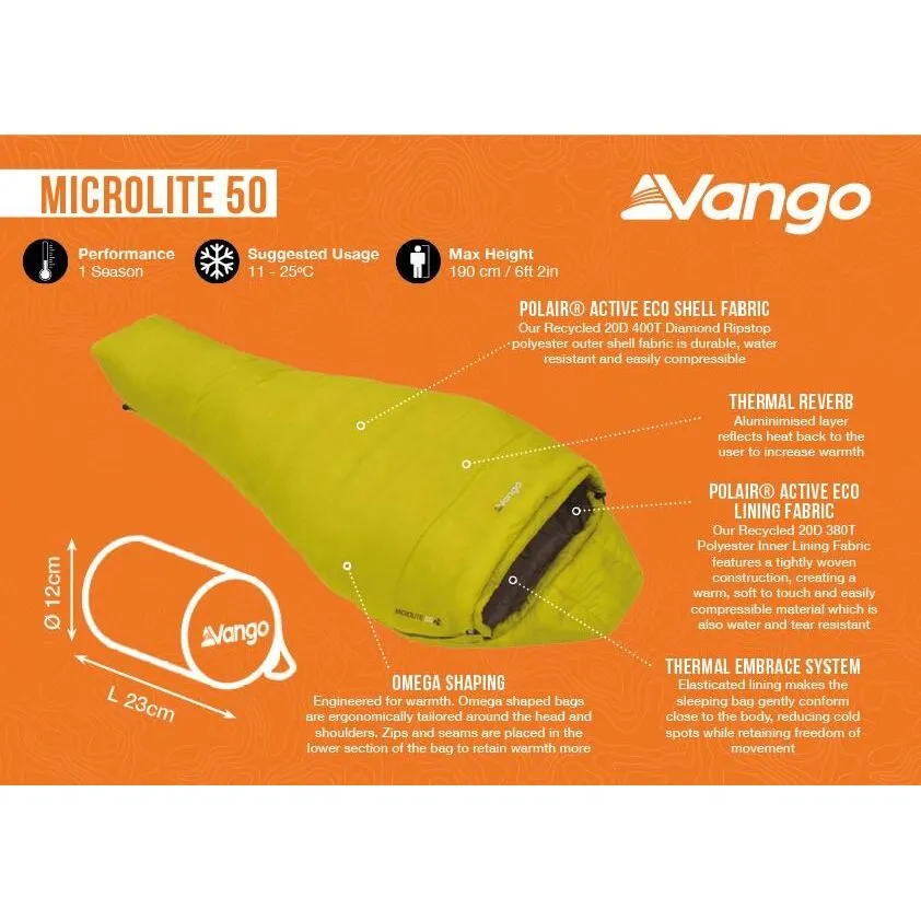 Vango Microlite 50 50 Blazing Yellow Sleeping Bag