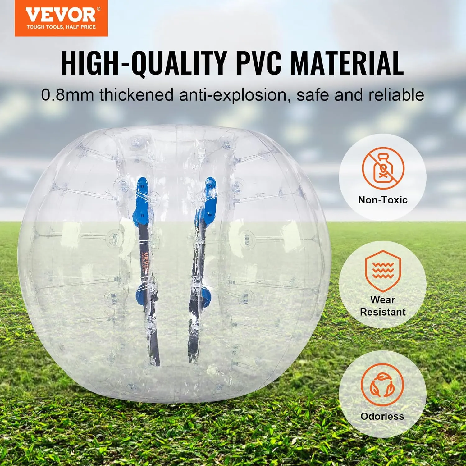 VEVOR Inflatable Bumper Ball, 4FT/5FT Body Sumo Zorb Balls for Teen, 0.8mm Thick PVC Human Hamster Bubble Balls for Outdoor Team Gaming Play, Bumper Bopper Toys for Garden, Yard, Park