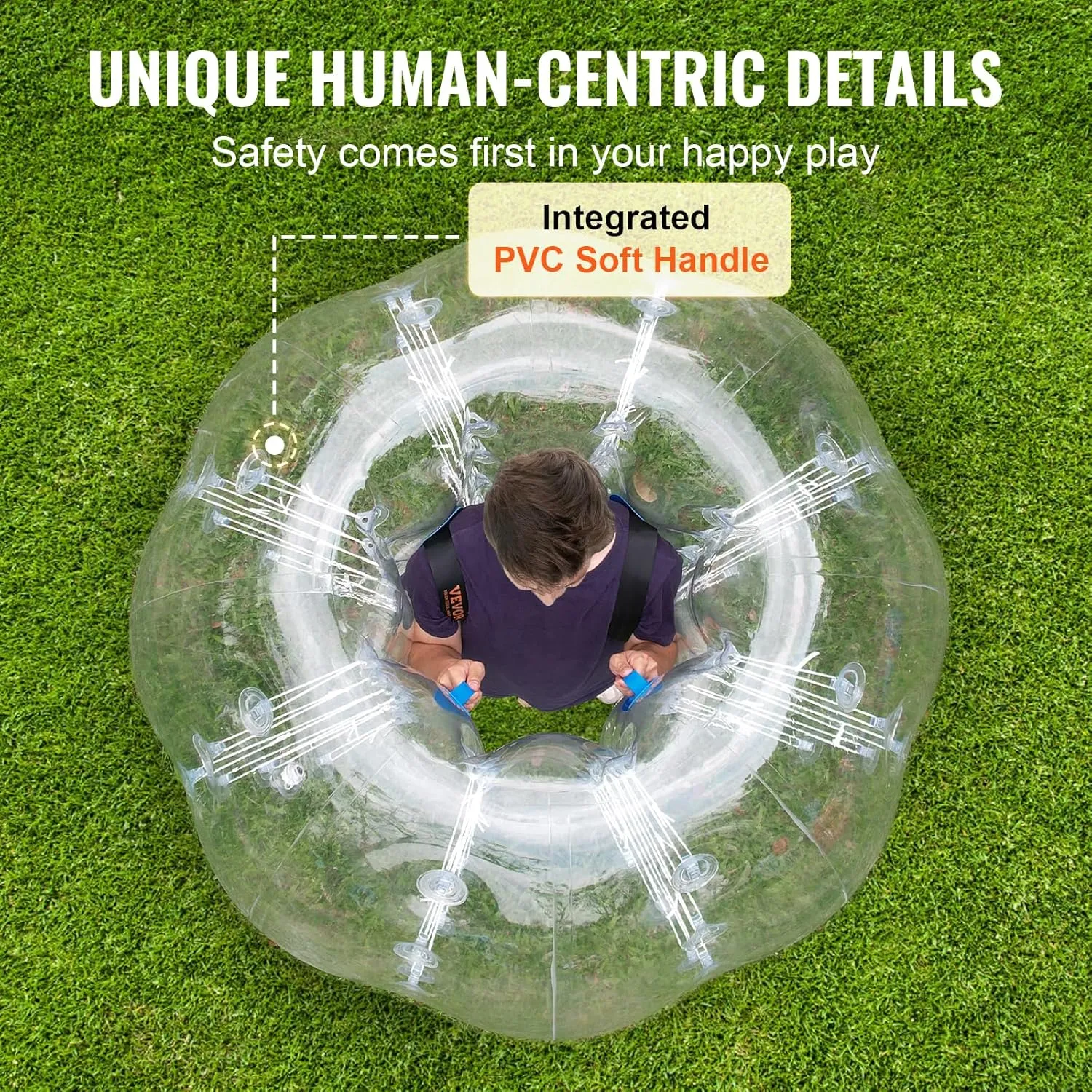 VEVOR Inflatable Bumper Ball, 4FT/5FT Body Sumo Zorb Balls for Teen, 0.8mm Thick PVC Human Hamster Bubble Balls for Outdoor Team Gaming Play, Bumper Bopper Toys for Garden, Yard, Park