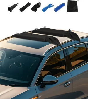 VEVOR Inflatable Soft Roof Rack Bars, 37.6-Inch Universal Car Roof Rack Pads, 88LBS Loading Luggage Kayak Carrier with 2 Tie-Down Straps & Ropes, Hand Air Pump, Storage Bag for Canoes Surfboards SUPs