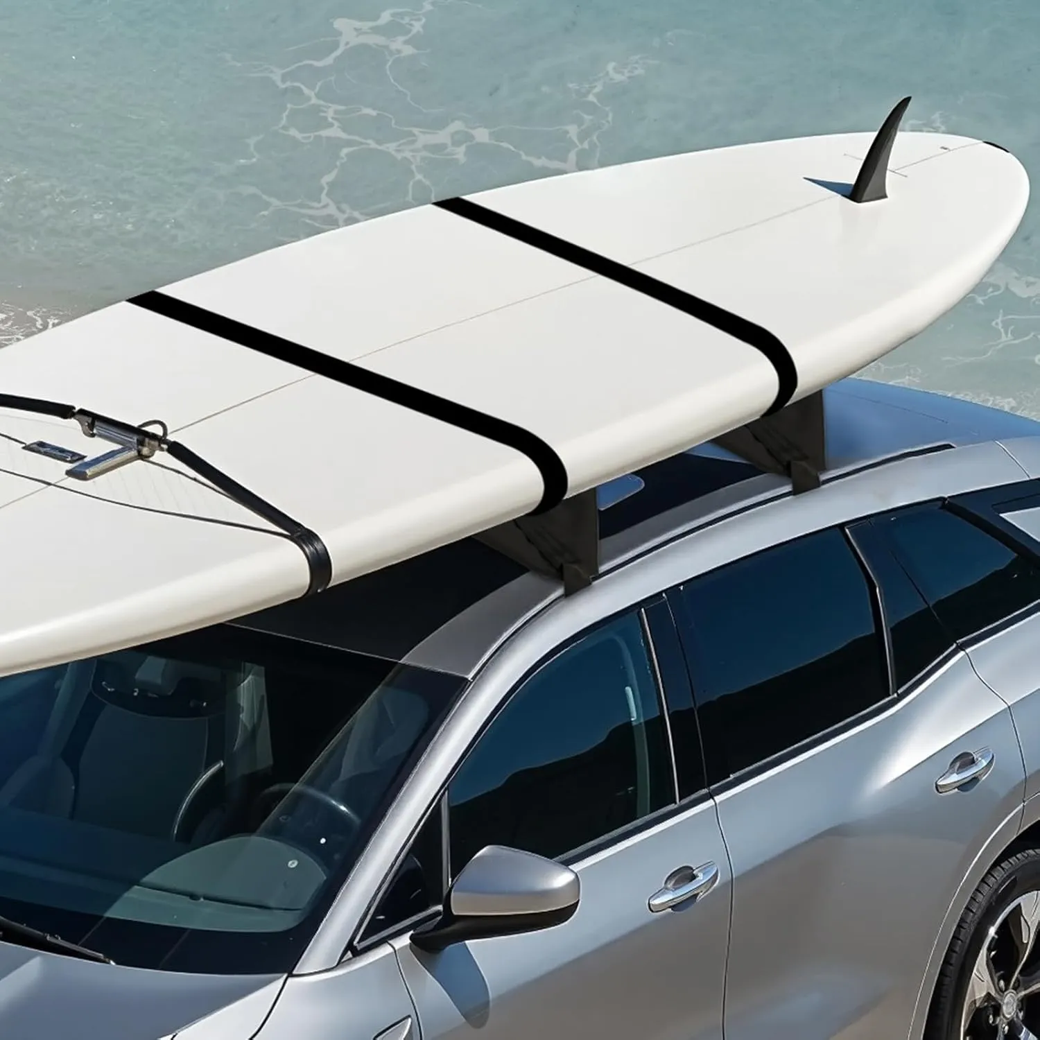 VEVOR Inflatable Soft Roof Rack Bars, 37.6-Inch Universal Car Roof Rack Pads, 88LBS Loading Luggage Kayak Carrier with 2 Tie-Down Straps & Ropes, Hand Air Pump, Storage Bag for Canoes Surfboards SUPs