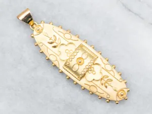 Vintage Ornate Floral Gold Pendant
