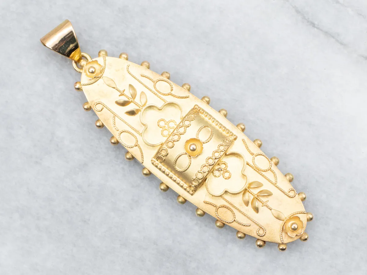 Vintage Ornate Floral Gold Pendant