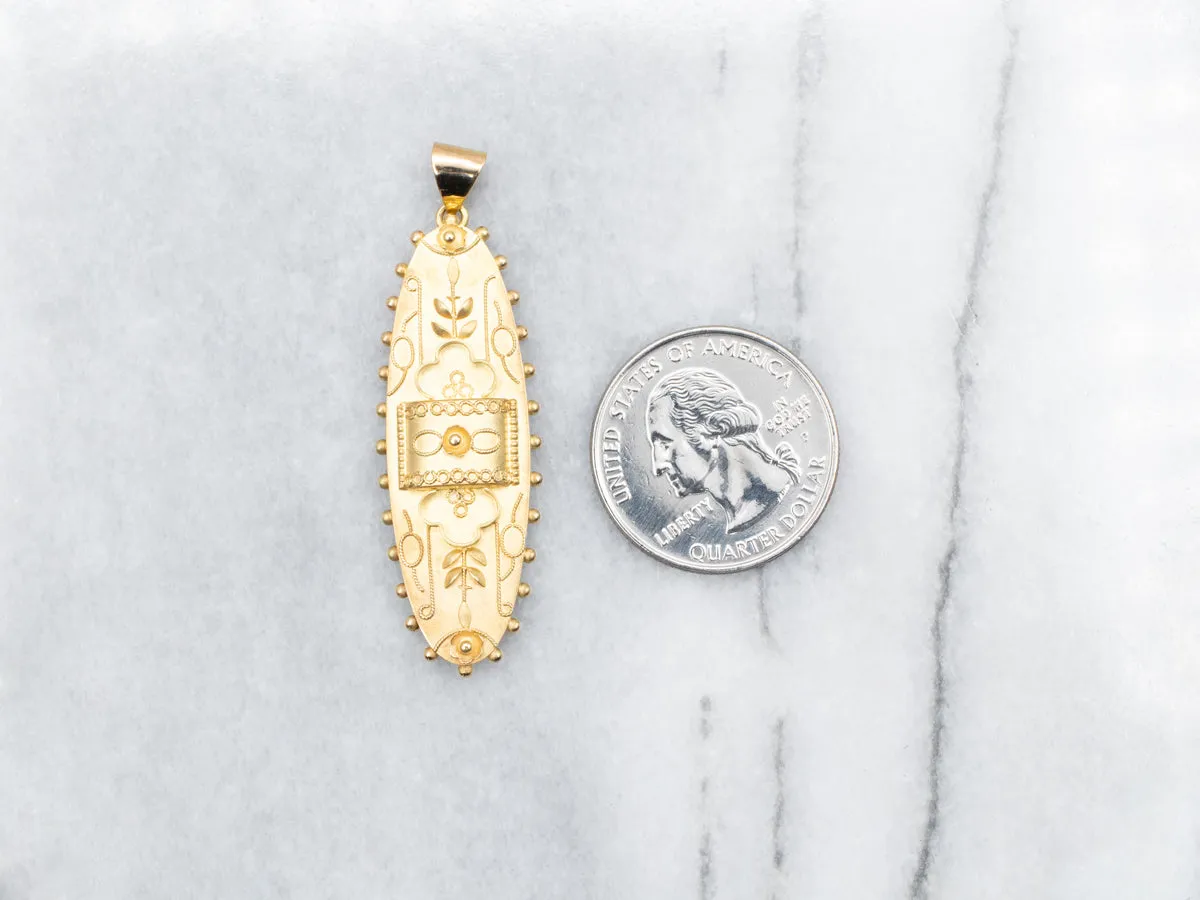 Vintage Ornate Floral Gold Pendant