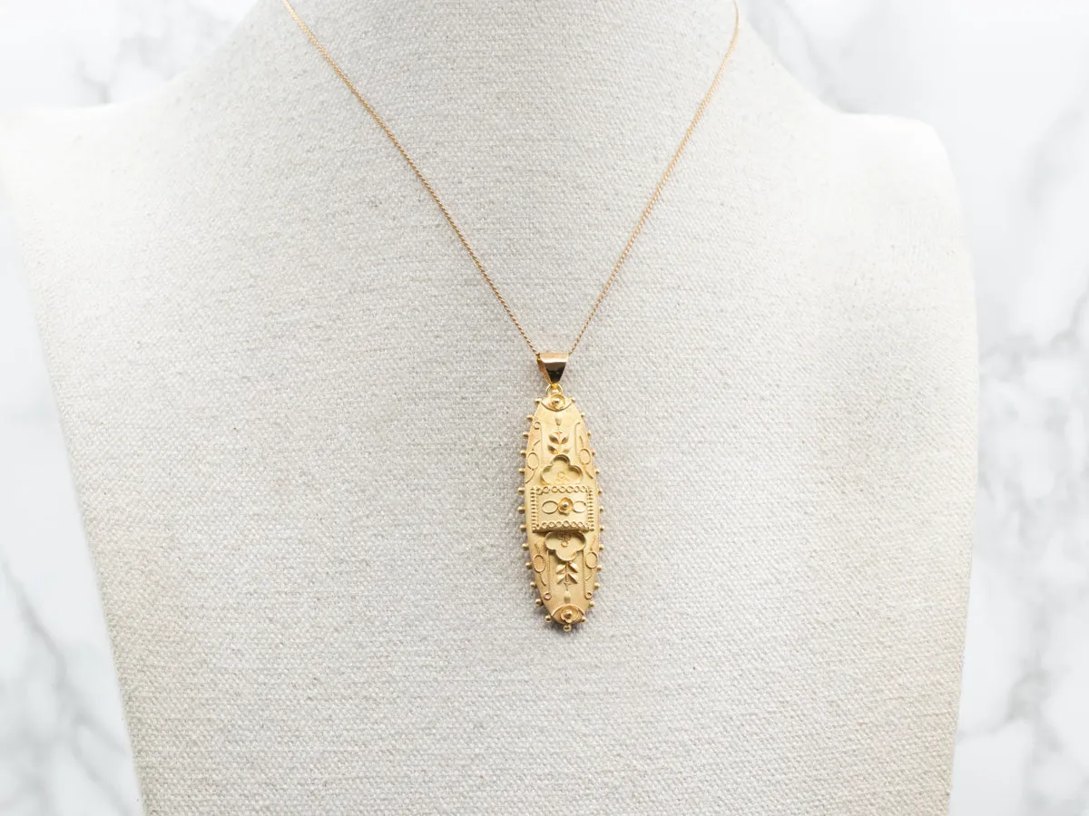 Vintage Ornate Floral Gold Pendant