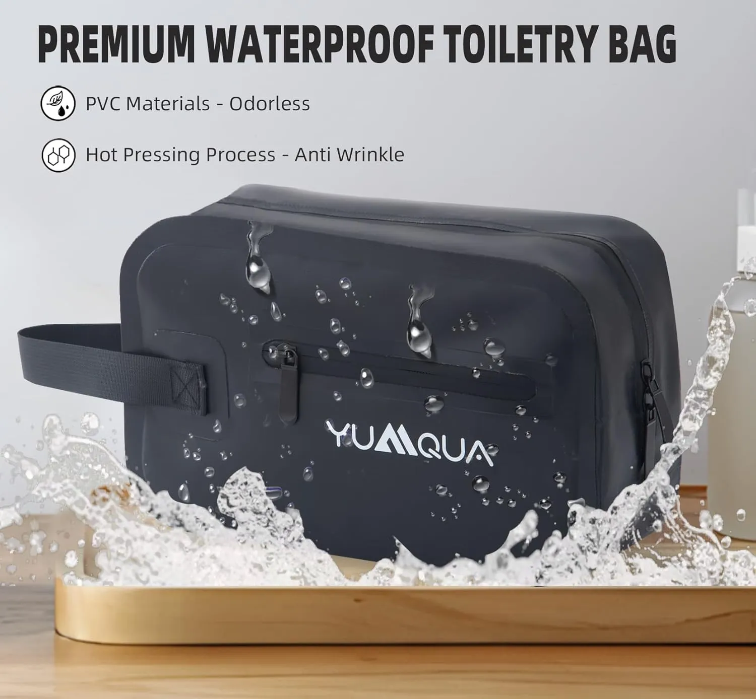 Waterproof Bag for Travel, Waterproof Toiletry Bag for Men, Dopp Kit Travel Essentials Shaving Storage Pouch Leak Proof Hanging Organizer Case for Travel, Beach, Kayaking, Boating