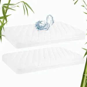 Waterproof Bassinet Mattress Protector Compatible with Koolababy, Maxi-COSI Iora/Swift, HARPPA and BabyBond Baby Bassinet, 2 Pack, Ultra Soft Viscose Made from Bamboo Surface, 19" x 33"