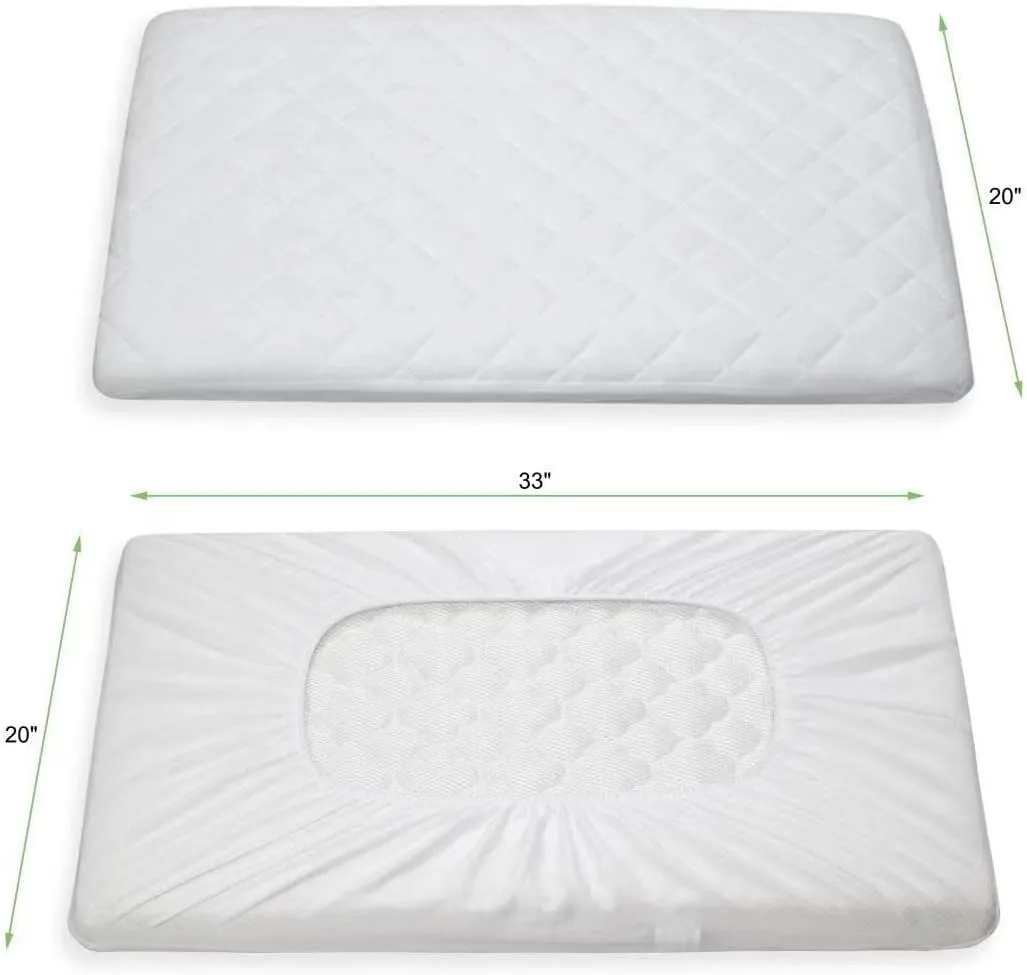 Waterproof Bassinet Mattress Protector Compatible with Koolababy, Maxi-COSI Iora/Swift, HARPPA and BabyBond Baby Bassinet, 2 Pack, Ultra Soft Viscose Made from Bamboo Surface, 19" x 33"