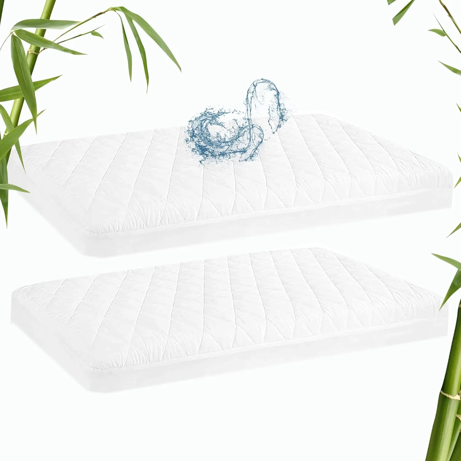 Waterproof Bassinet Mattress Protector Compatible with Koolababy, Maxi-COSI Iora/Swift, HARPPA and BabyBond Baby Bassinet, 2 Pack, Ultra Soft Viscose Made from Bamboo Surface, 19" x 33"