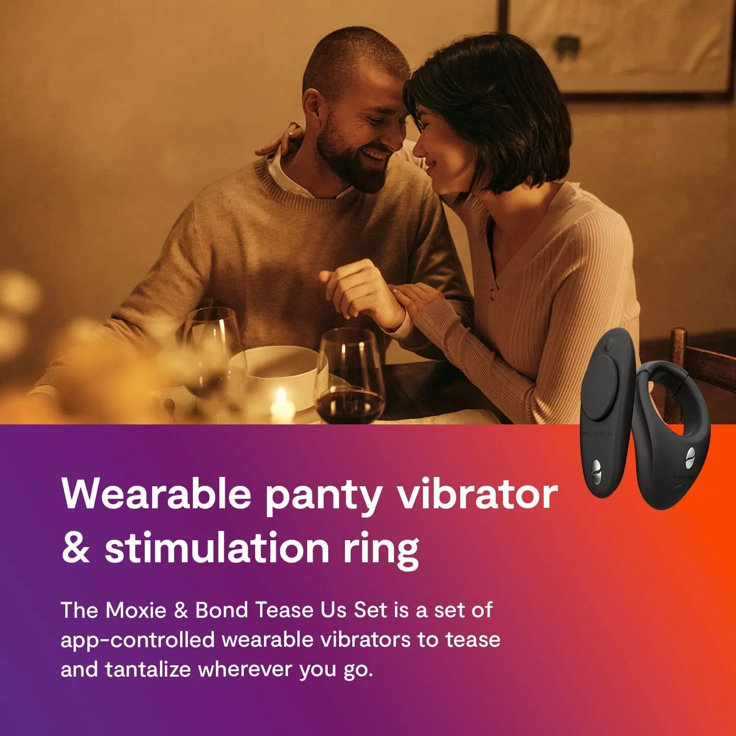We-Vibe Tease Us Set Moxie   Bond Sex Toys | Wearable Panty Vibrator for Women & Cock Ring for Men | Clitoral Stimulator & Vibrating Penis Ring | Recharge & Waterproof | Adult Sex Toys for Couples