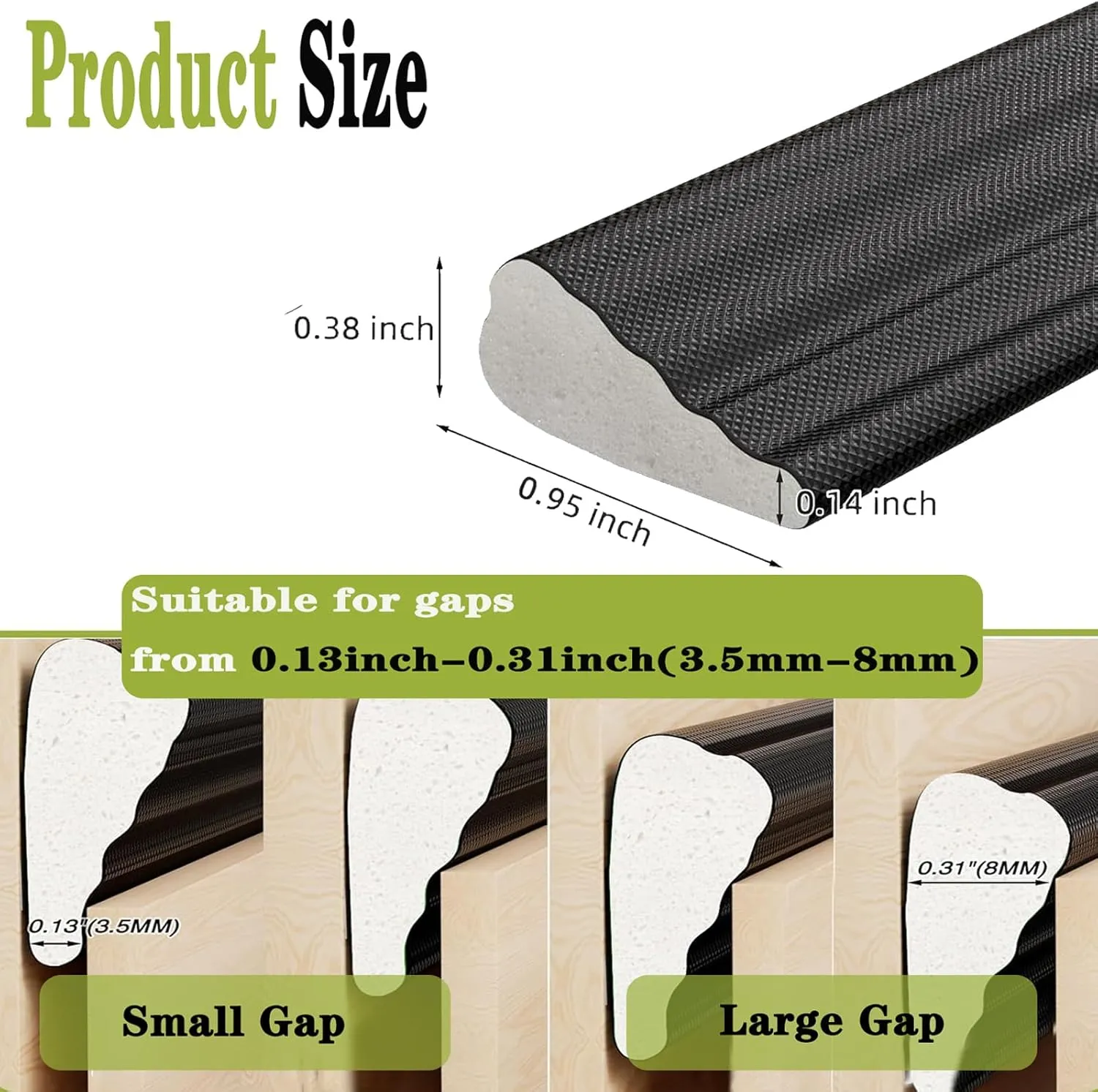 Weather Stripping Door Seal, Upgraded Wedge Window Draft Stopper, PU Foam Seals Tape, Strong Adhesive, Soundproofing, Window Insulation for Winter, Door Frame Gaps Filler (Black, 20 Ft)