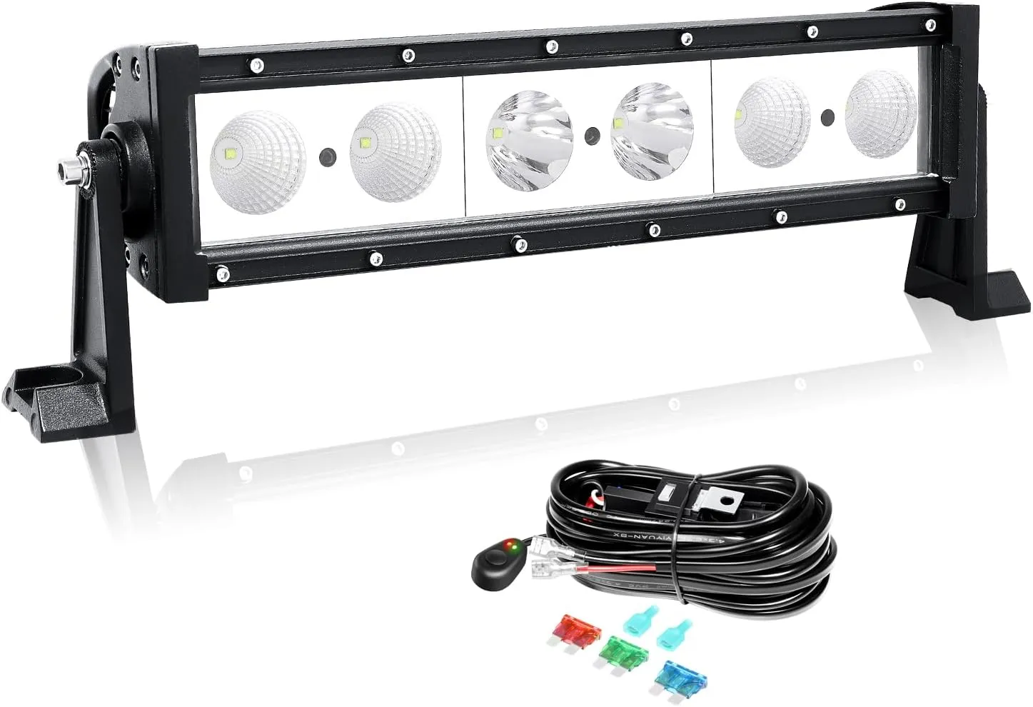 Willpower 12 inch Led Light Bar,30W Single Row Spot Flood Beam Lightbar, Waterproof Off Road Roof Bumper Driving Fog Work Lights with Bracket & Wire for Vehicle 4x4 Truck Car Cabin Boat ATV UTV