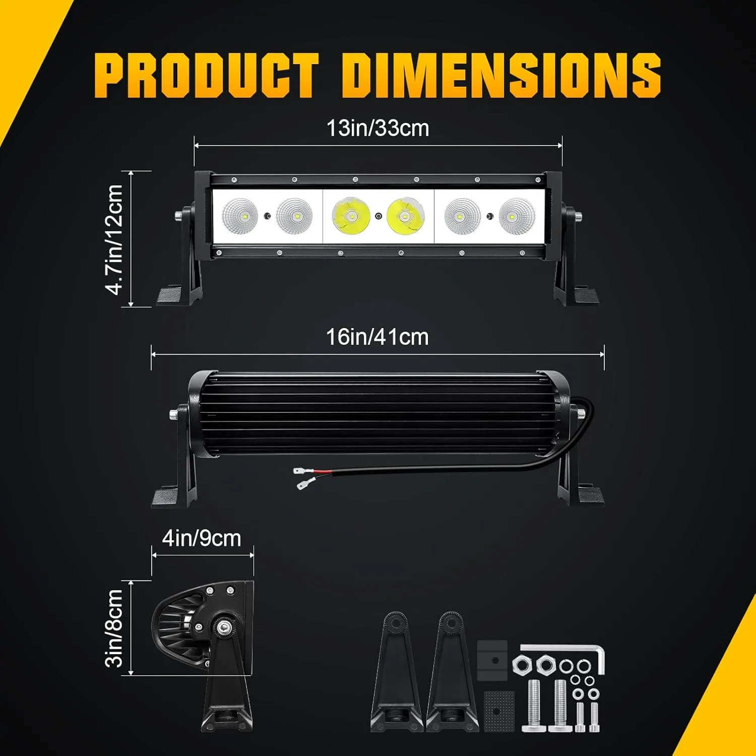 Willpower 12 inch Led Light Bar,30W Single Row Spot Flood Beam Lightbar, Waterproof Off Road Roof Bumper Driving Fog Work Lights with Bracket & Wire for Vehicle 4x4 Truck Car Cabin Boat ATV UTV