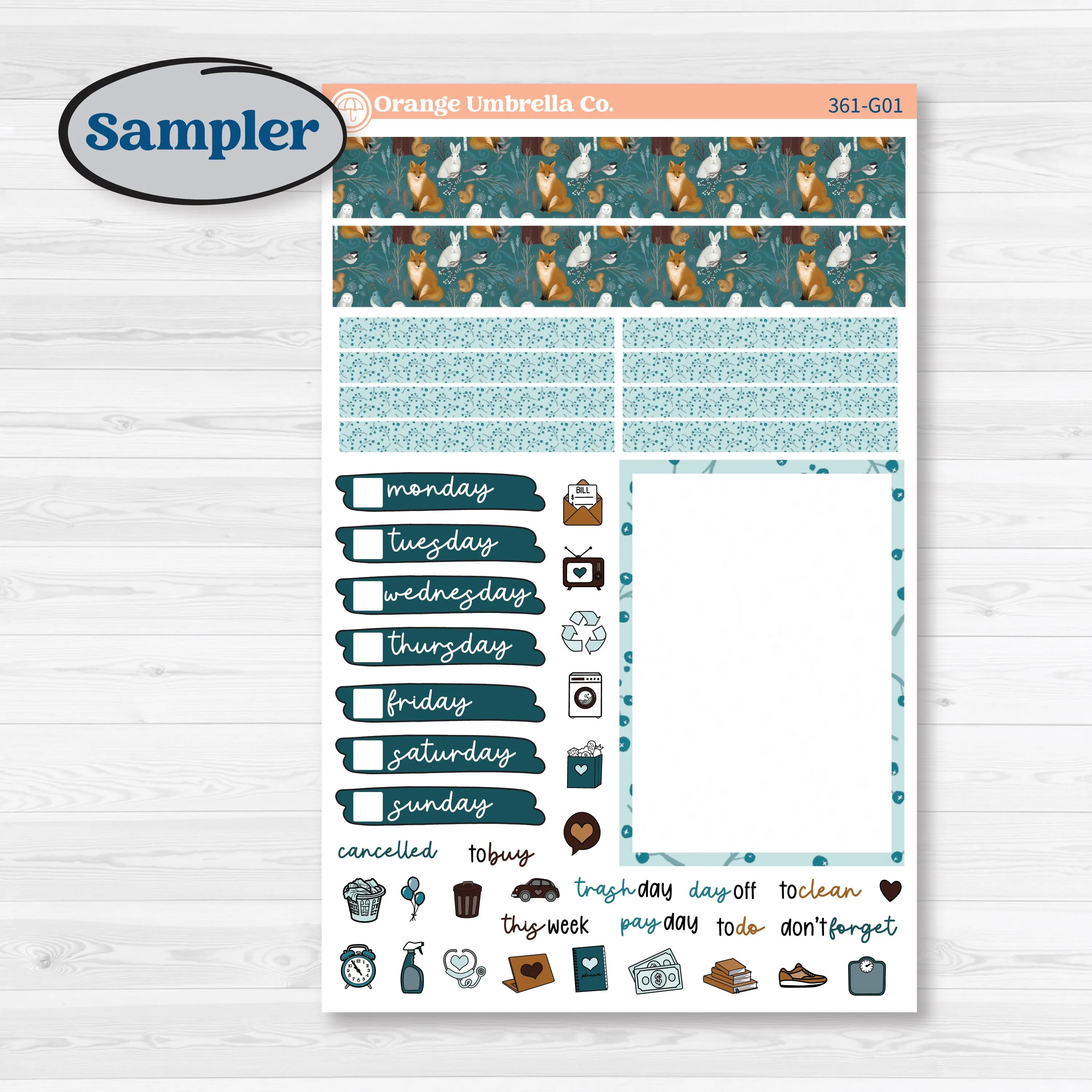 Winter Animal Kit | A5 Compact Vertical Planner Kit Stickers for Erin Condren | Woodland Charm | KIT-361-G