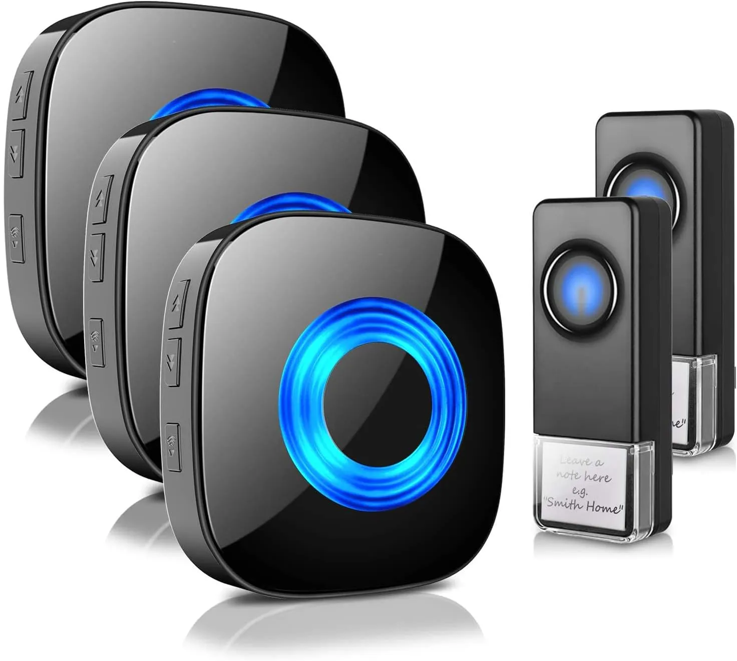 Wireless Doorbell - PHYSEN Door bell Chimes with Mute Mode - 58 Ringtones&5 Volume Levels Operating at 1300-ft Range LED Strobe, 2 Transmitters 3 Receivers Waterproof Doorbell Kit for Home/Classroom