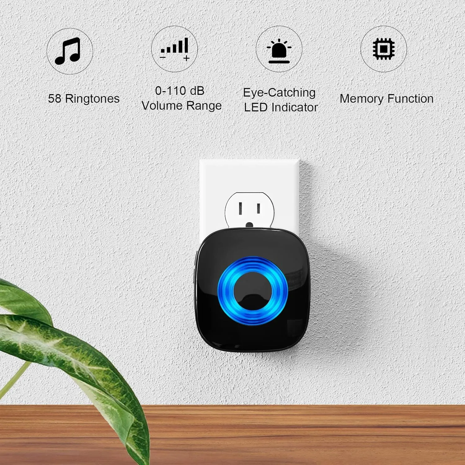 Wireless Doorbell - PHYSEN Door bell Chimes with Mute Mode - 58 Ringtones&5 Volume Levels Operating at 1300-ft Range LED Strobe, 2 Transmitters 3 Receivers Waterproof Doorbell Kit for Home/Classroom