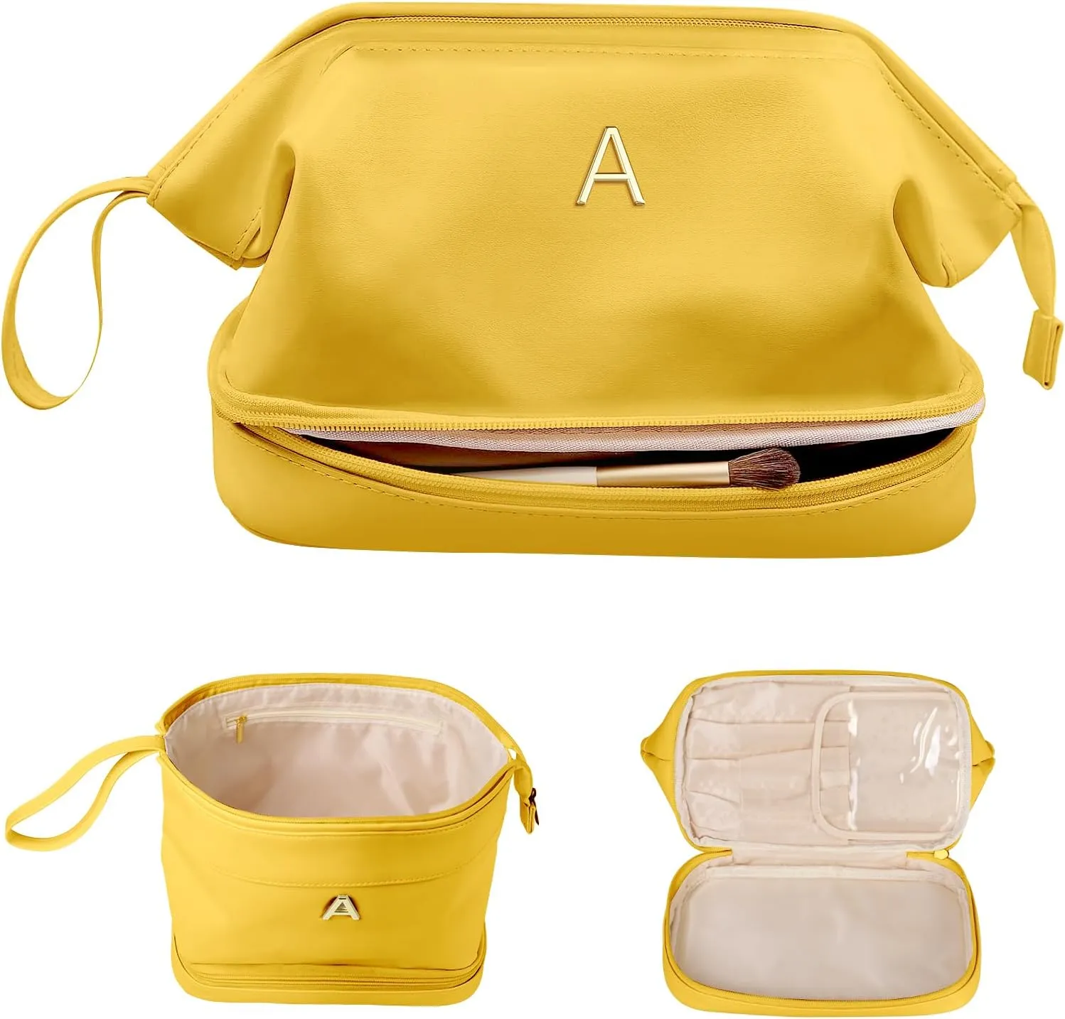 Women Gifts Basket-Teen Girls Trendy Stuff, Initial Makeup Bag, Travel Gifts, Personalized Bags, PU Leather Makeup Bags Travel Toiletry Bag, Friend Gifts Graduation Gifts for Daughter